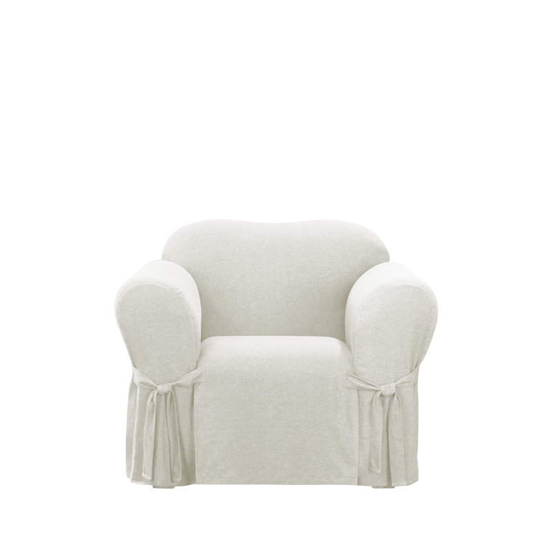 Sure Fit Farmhouse Basketweave Box Cushion Armchair Slipcover Wayfair